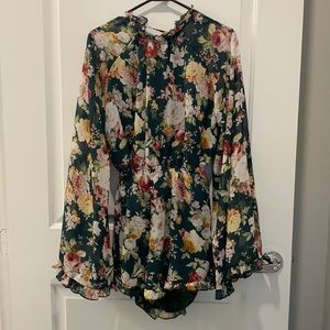 Long Sleve Floral Romper